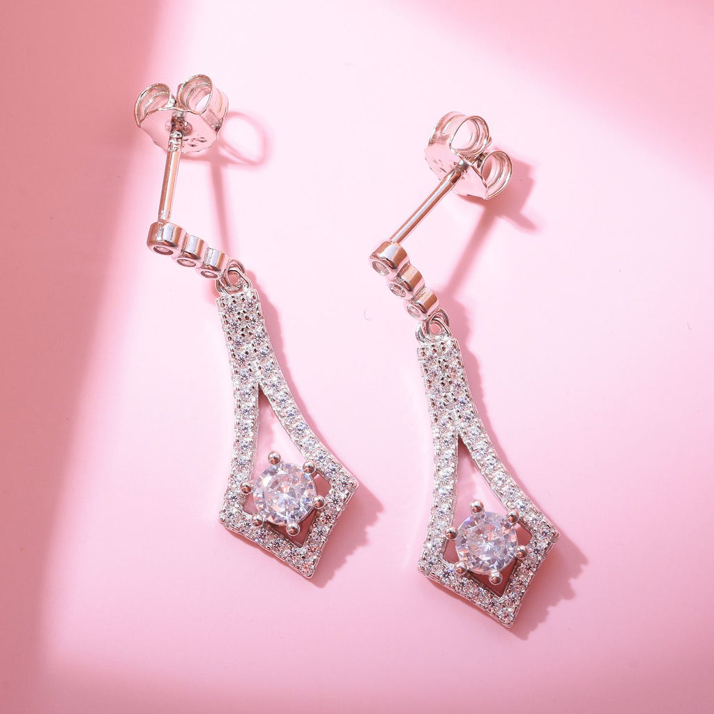 Lustro Stella - Weiße Zirkonia Ohrringe, 925 Silber platiniert ca. 1.60 ct