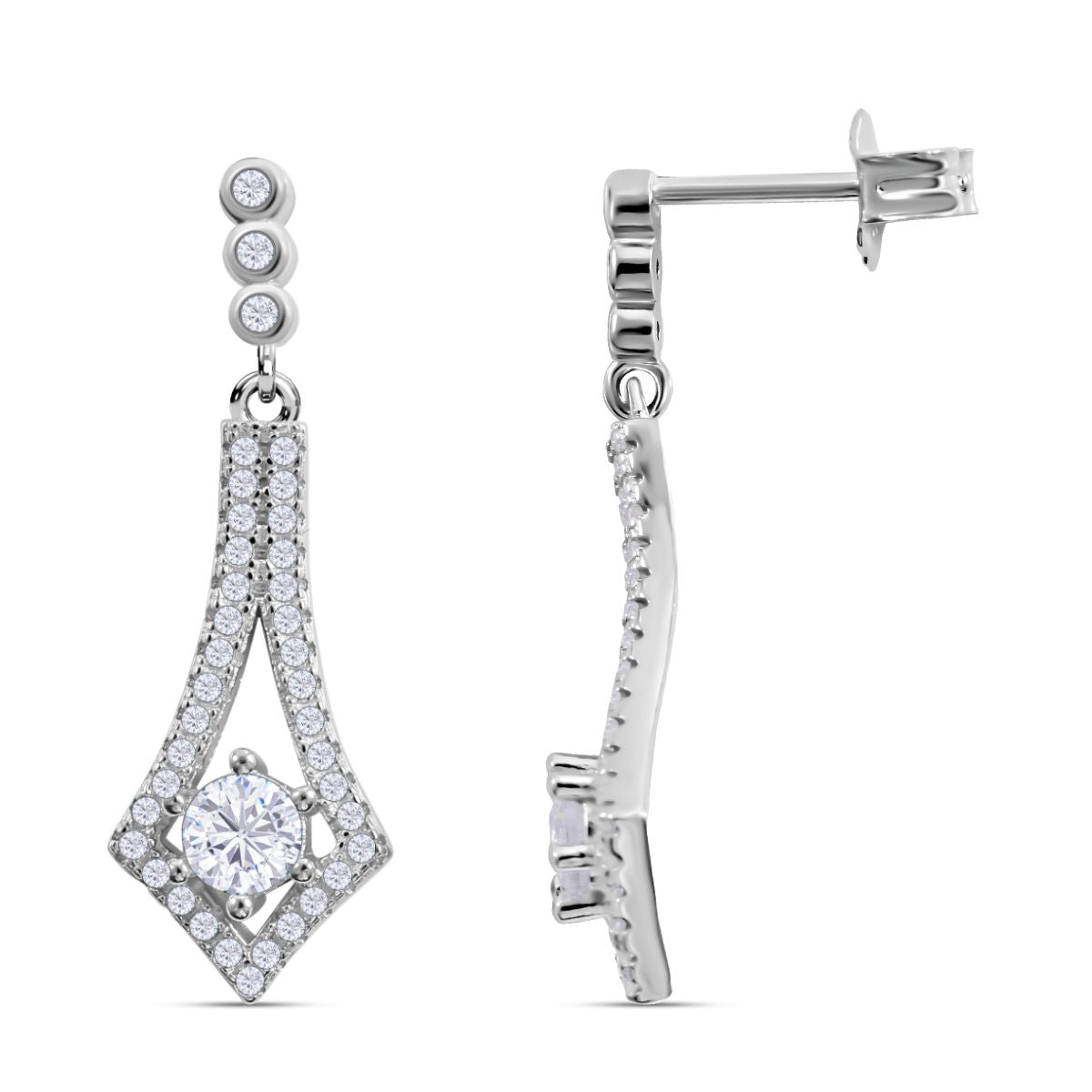 Lustro Stella - Weiße Zirkonia Ohrringe, 925 Silber platiniert ca. 1.60 ct