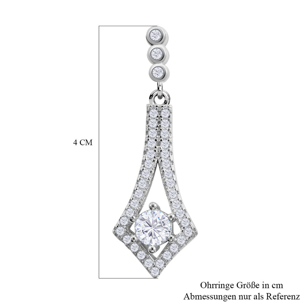 Lustro Stella - Weiße Zirkonia Ohrringe, 925 Silber platiniert ca. 1.60 ct