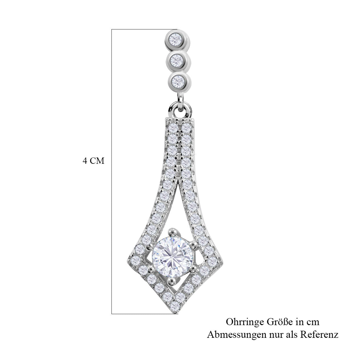 Lustro Stella - Weiße Zirkonia Ohrringe, 925 Silber platiniert ca. 1.60 ct
