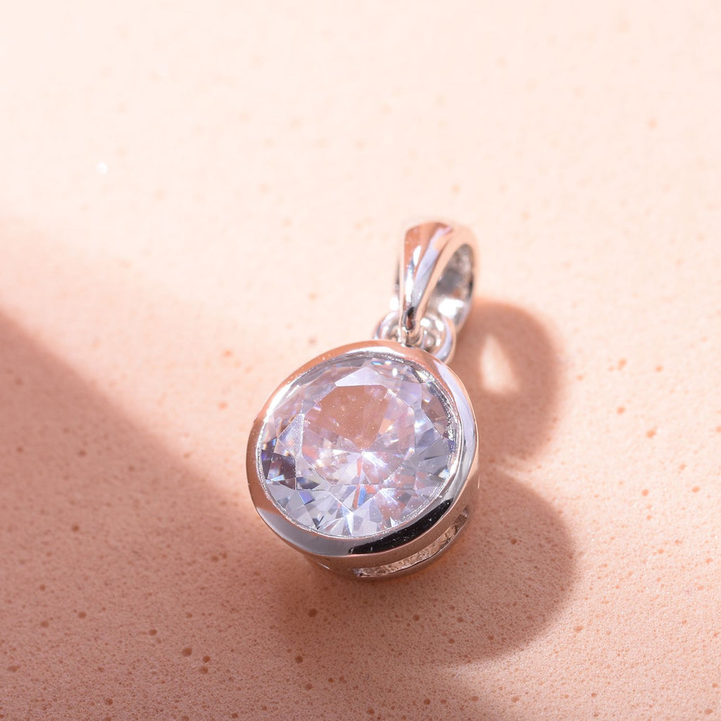 Lustro Stella - Weißer Zirkonia Anhänger, 925 Silber platiniert ca. 2.15 ct