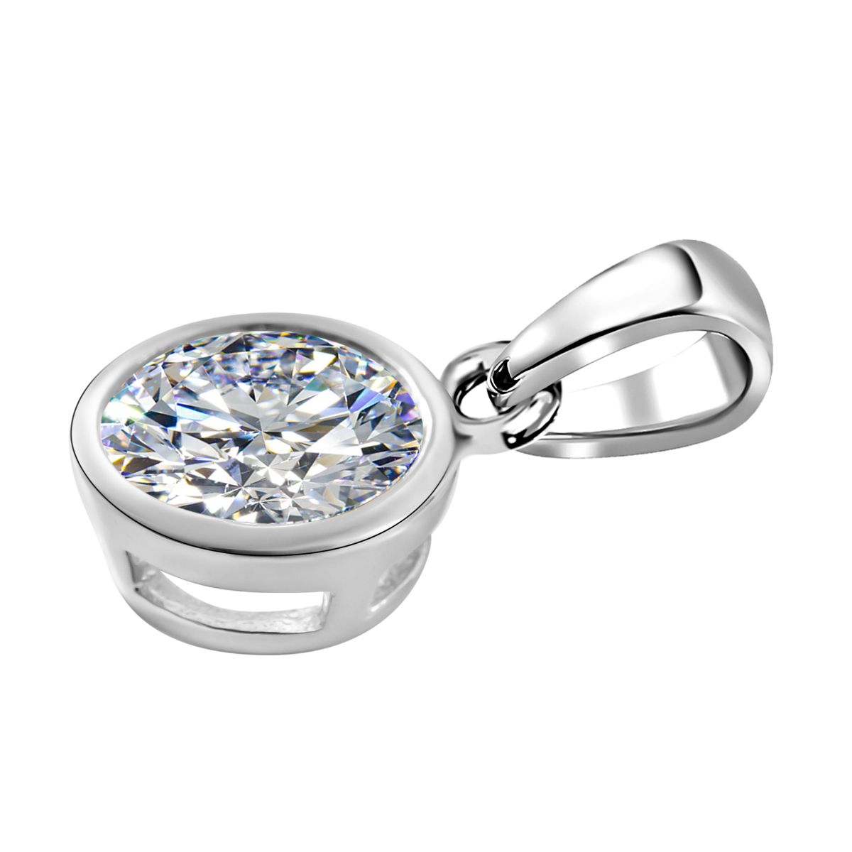 Lustro Stella - Weißer Zirkonia Anhänger, 925 Silber platiniert ca. 2.15 ct