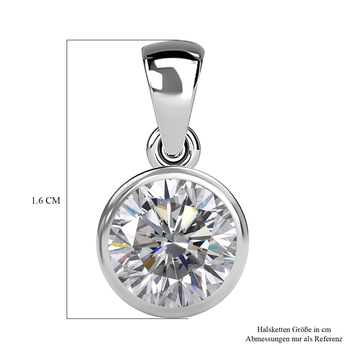 Lustro Stella - Weißer Zirkonia Anhänger, 925 Silber platiniert ca. 2.15 ct