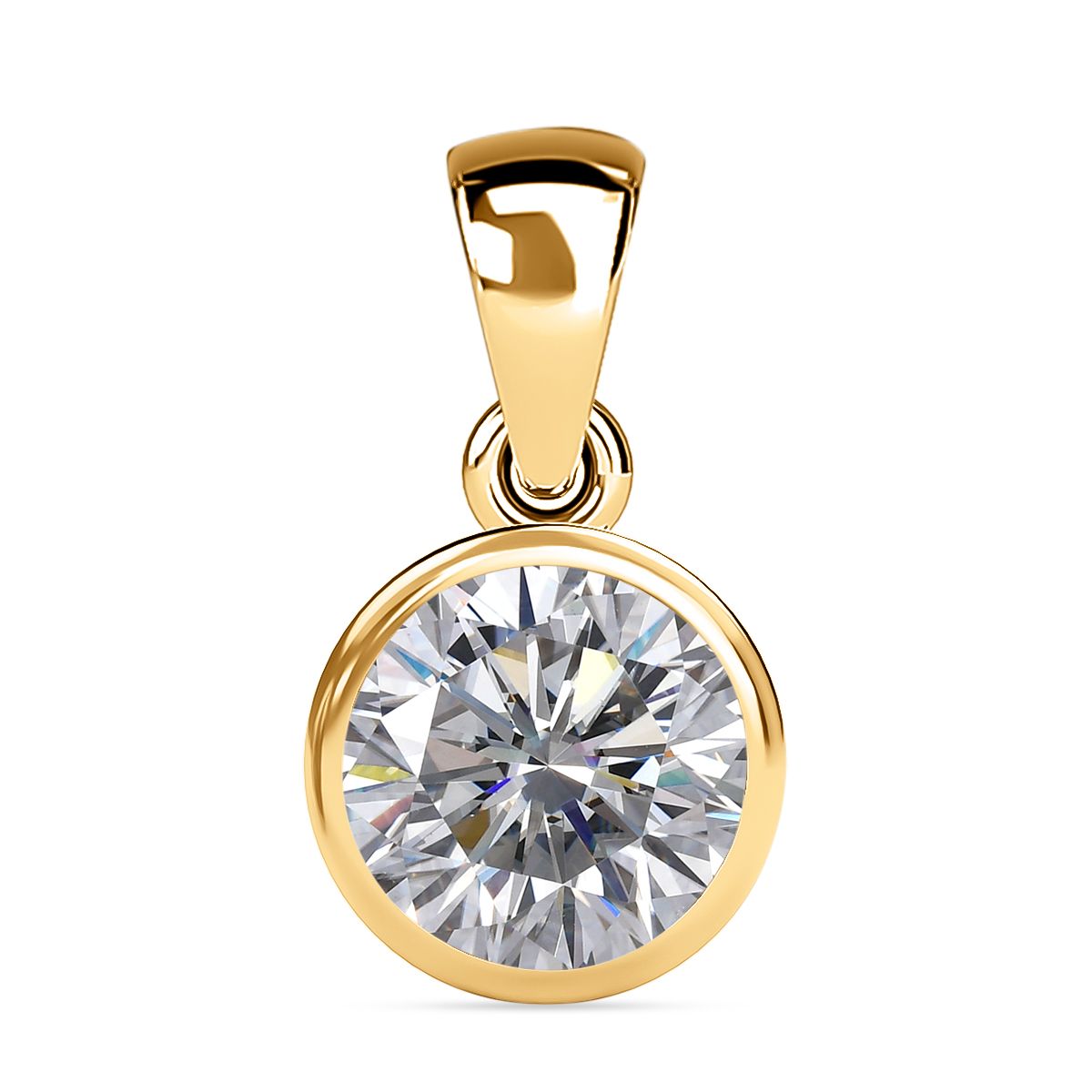 Lustro Stella - weißer Zirkonia Anhänger, 925 Silber vergoldet ca. 2.15 ct