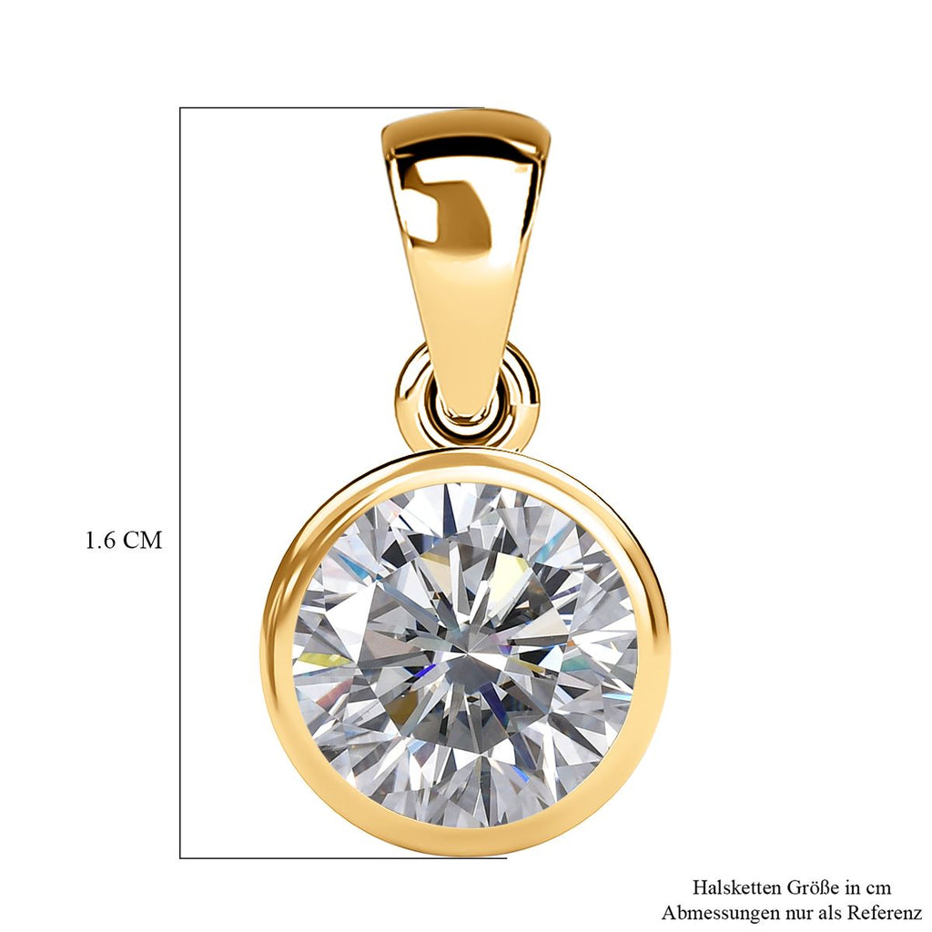 Lustro Stella - weißer Zirkonia Anhänger, 925 Silber vergoldet ca. 2.15 ct