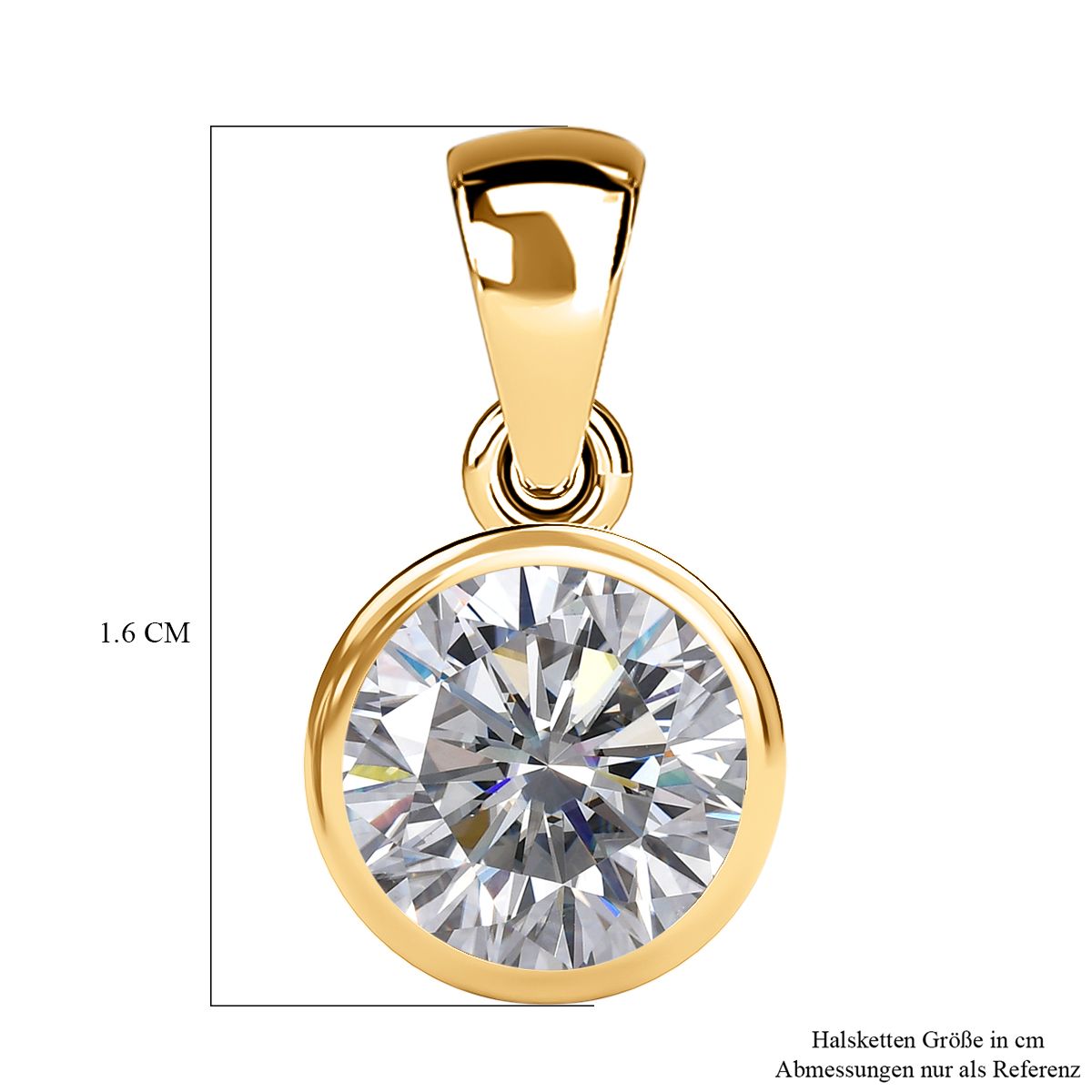 Lustro Stella - weißer Zirkonia Anhänger, 925 Silber vergoldet ca. 2.15 ct
