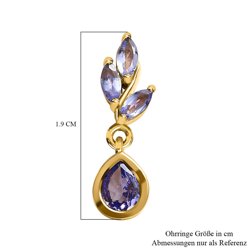Tansanit Ohrringe, 925 Silber vergoldet ca. 1.02 ct