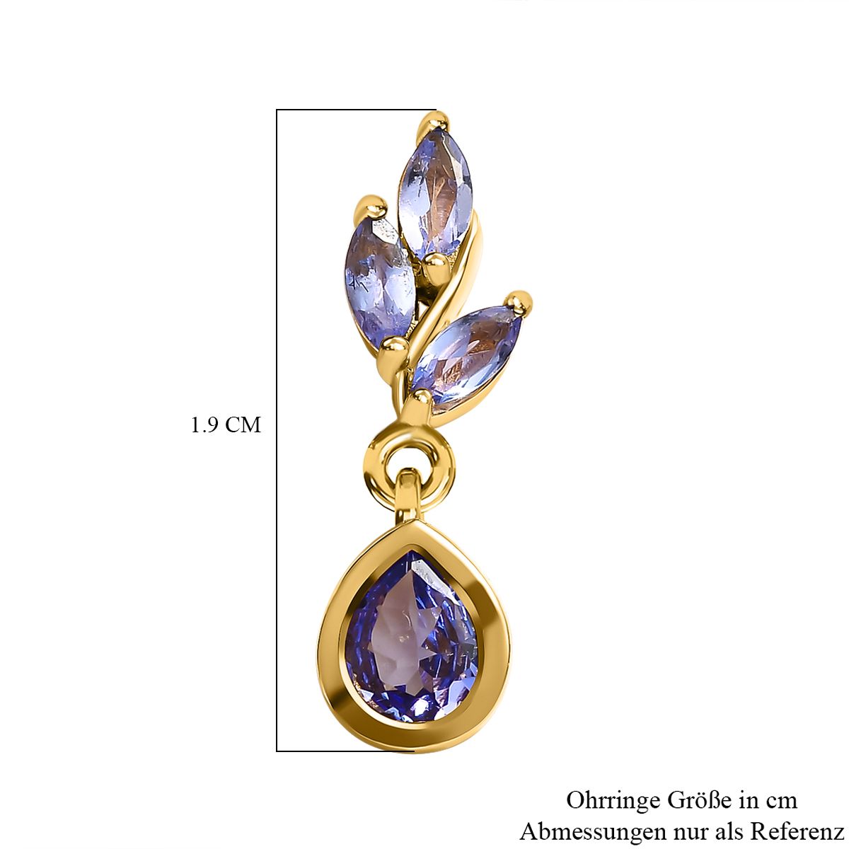 Tansanit Ohrringe, 925 Silber vergoldet ca. 1.02 ct