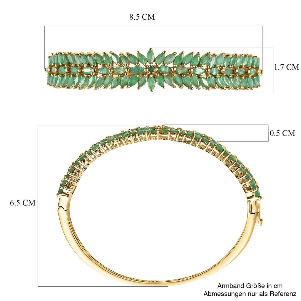 Kagem Sambischer Smaragd Armreif ca. 19 cm 925 Silber vergoldet ca. 10.58 ct