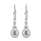 Alexandrit und weiße Zirkon Ohrringe, 925 Silber platiniert ca. 0.54 ct