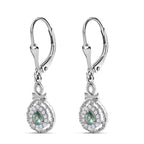 Alexandrit und weiße Zirkon Ohrringe, 925 Silber platiniert ca. 0.54 ct