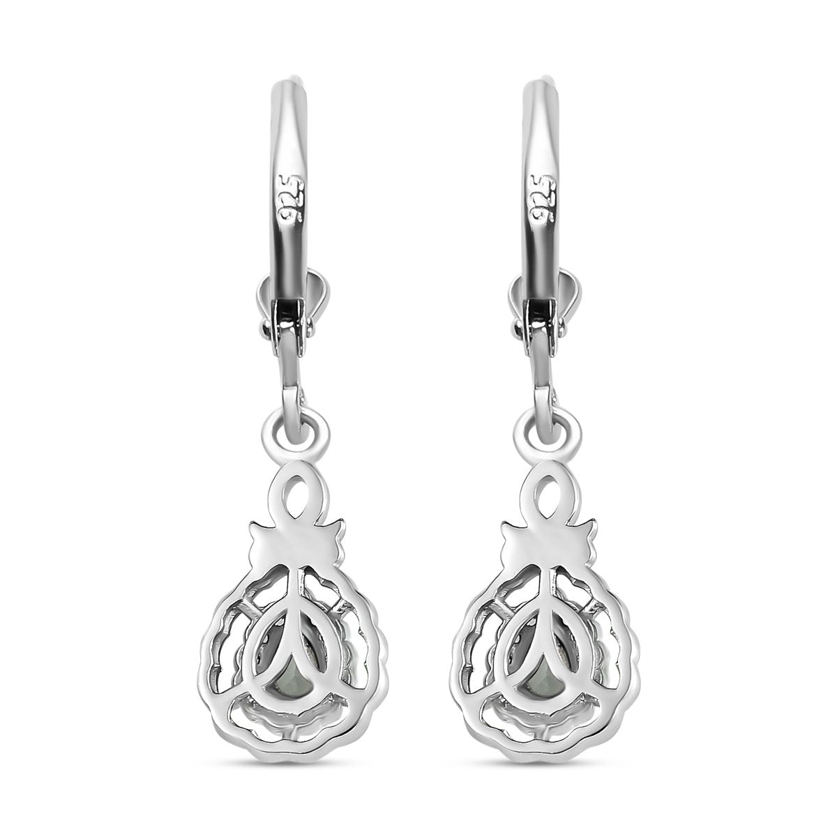 Alexandrit und weiße Zirkon Ohrringe, 925 Silber platiniert ca. 0.54 ct