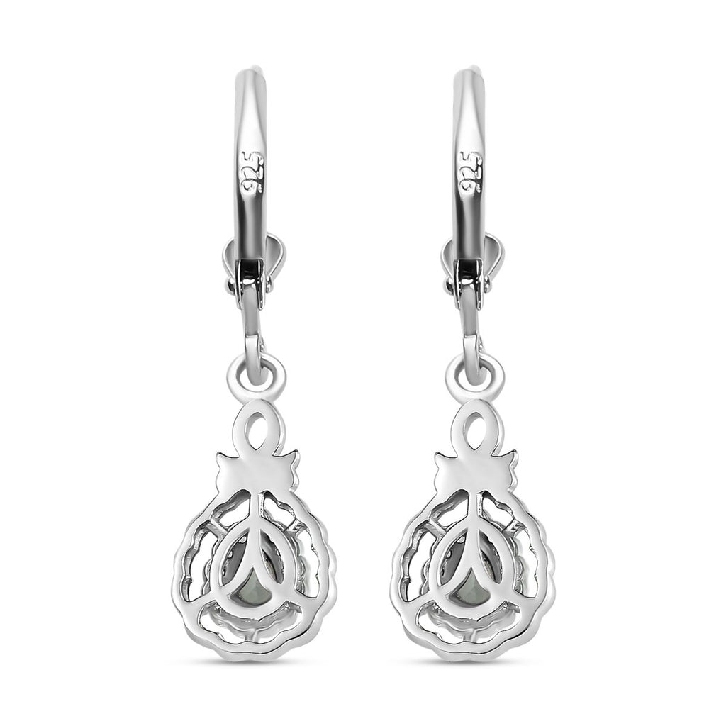 Alexandrit und weiße Zirkon Ohrringe, 925 Silber platiniert ca. 0.54 ct