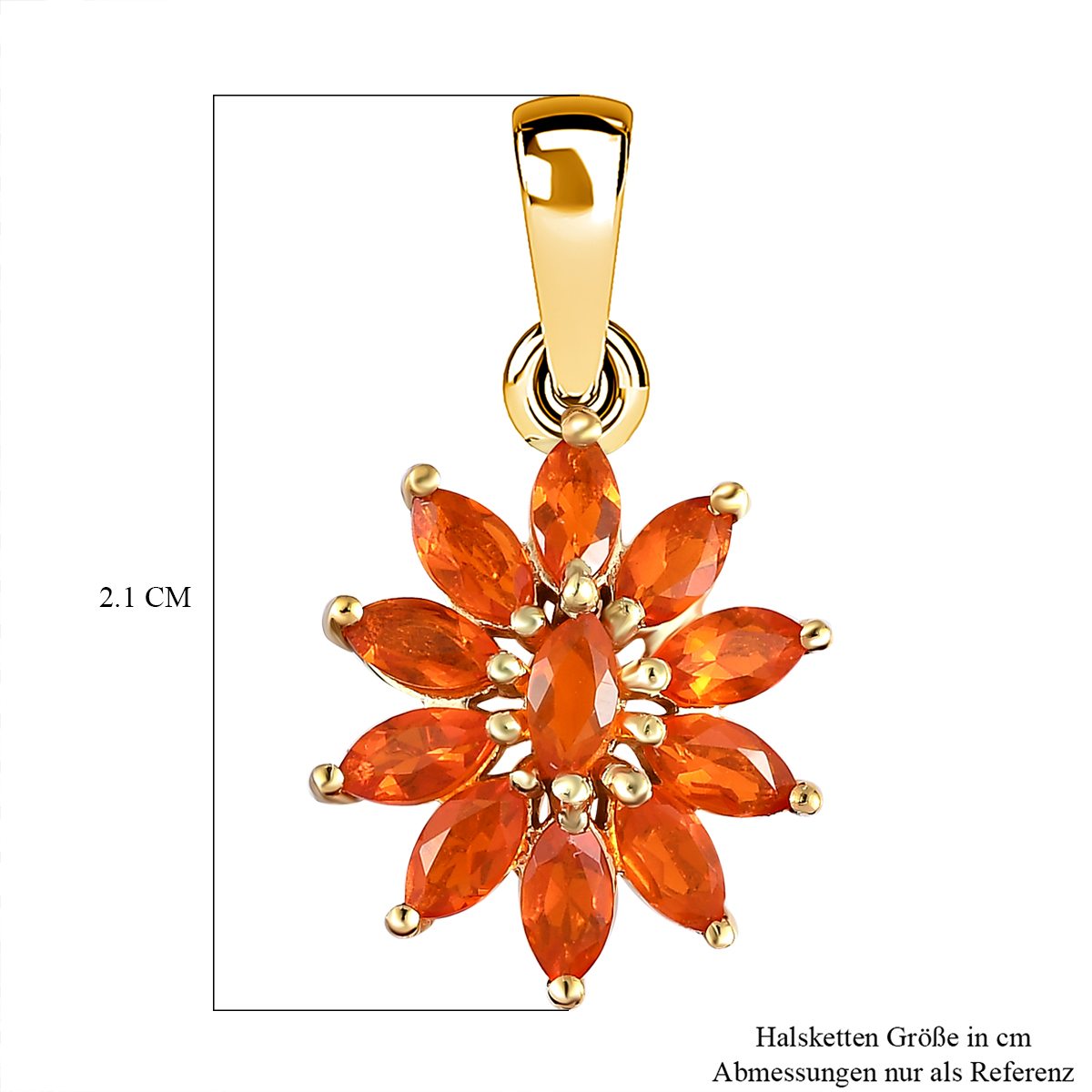 Salamanca Feueropal Anhänger, 925 Silber vergoldet ca. 0.55 ct