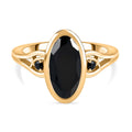 Schwarzer Spinell Ring, 925 Silber vergoldet (Größe 17.00) ca. 4.12 ct