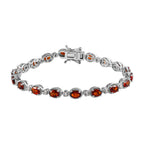 Kirsch Citrin und weißes Zirkon Armband, ca. 20 cm, 925 Silber platiniert ca. 8,08 ct