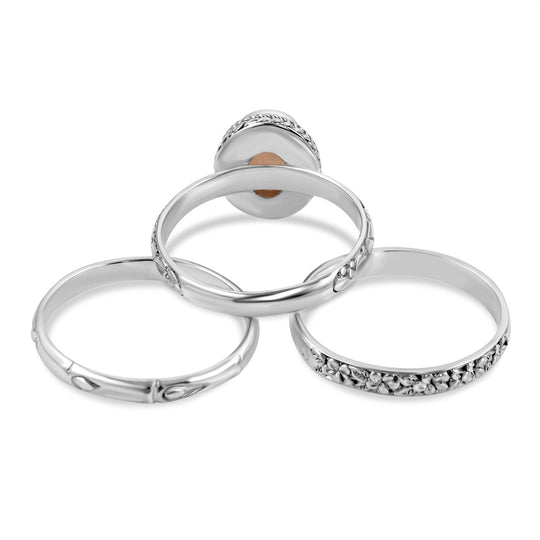 3er Set - Royal Bali - Natürlicher, äthiopischer Welo Opal Ring, 925 Silber (Größe 17.00) ca. 1.90 ct