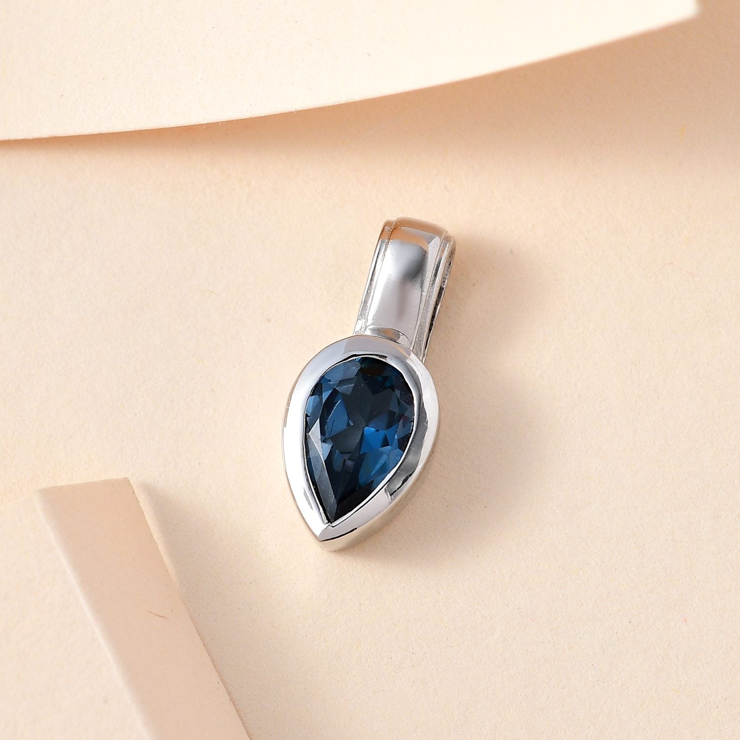 London Blau Topas Anhänger, 925 Silber platiniert ca. 1.46 ct