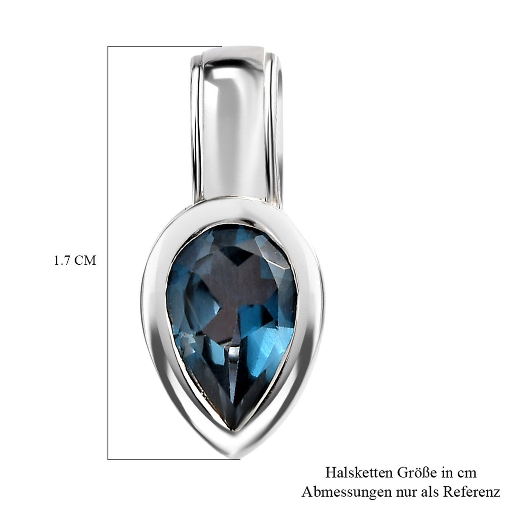 London Blau Topas Anhänger, 925 Silber platiniert ca. 1.46 ct