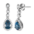 London Blau Topas, Weißer Zirkon Ohrringe, 925 Silber platiniert ca. 3.69 ct