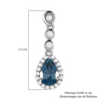 London Blau Topas, Weißer Zirkon Ohrringe, 925 Silber platiniert ca. 3.69 ct