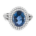 London Blau Topas und weißer Zirkon Ring, 925 Silber rhodiniert (Größe 16.00) ca. 5.06 ct