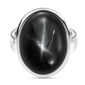 Schwarzer Stern Diopsid-Ring, 925 Silber platiniert (Größe 17.00) ca. 24.05 ct