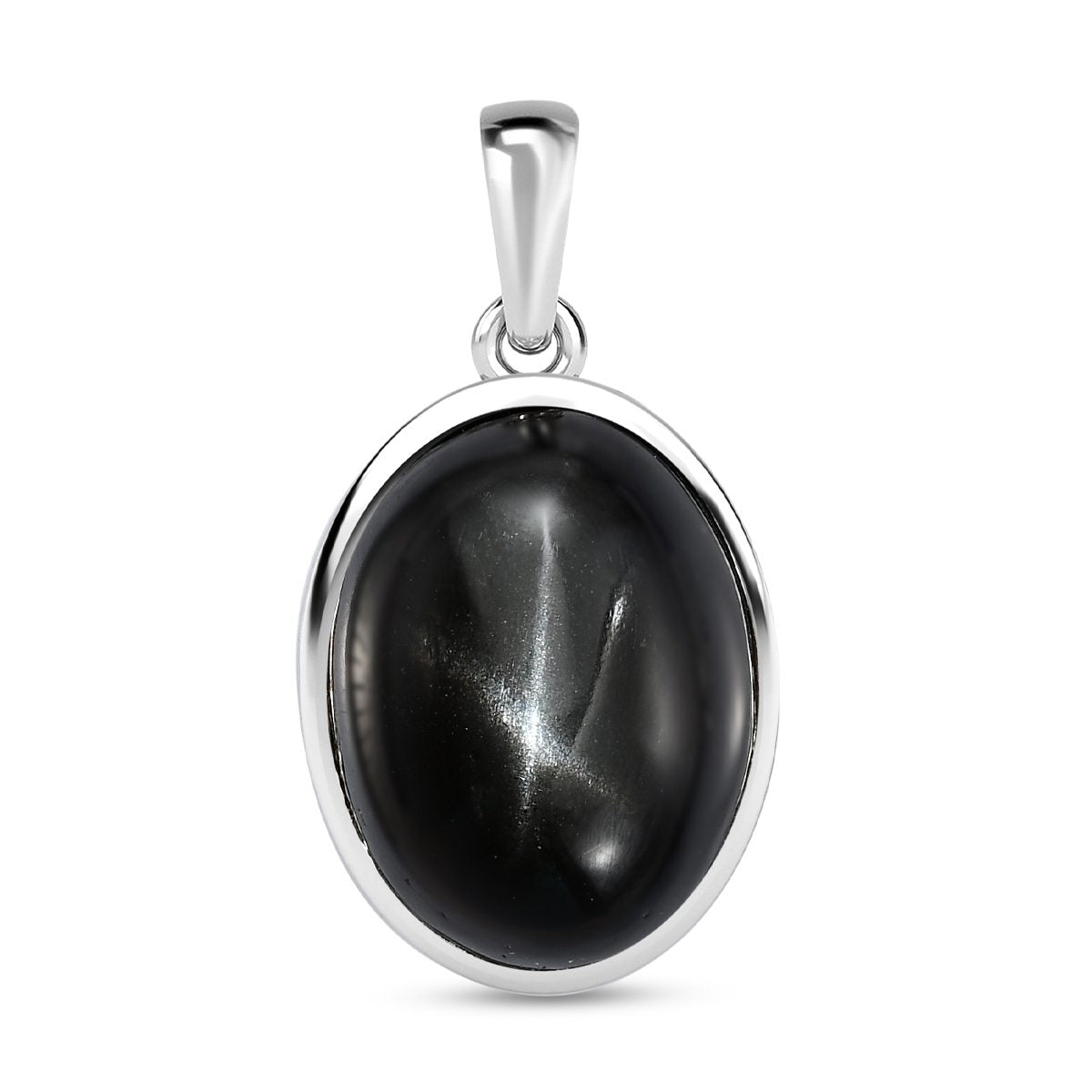 Schwarzer Stern Diopsid-Anhänger, 925 Silber platiniert ca. 24.05 ct