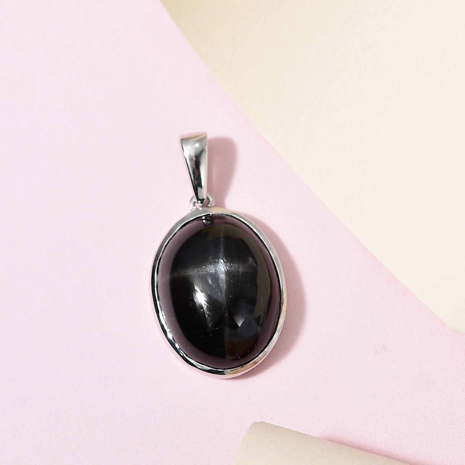 Schwarzer Stern Diopsid-Anhänger, 925 Silber platiniert ca. 24.05 ct