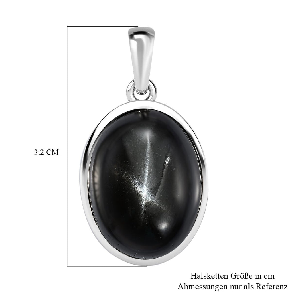 Schwarzer Stern Diopsid-Anhänger, 925 Silber platiniert ca. 24.05 ct