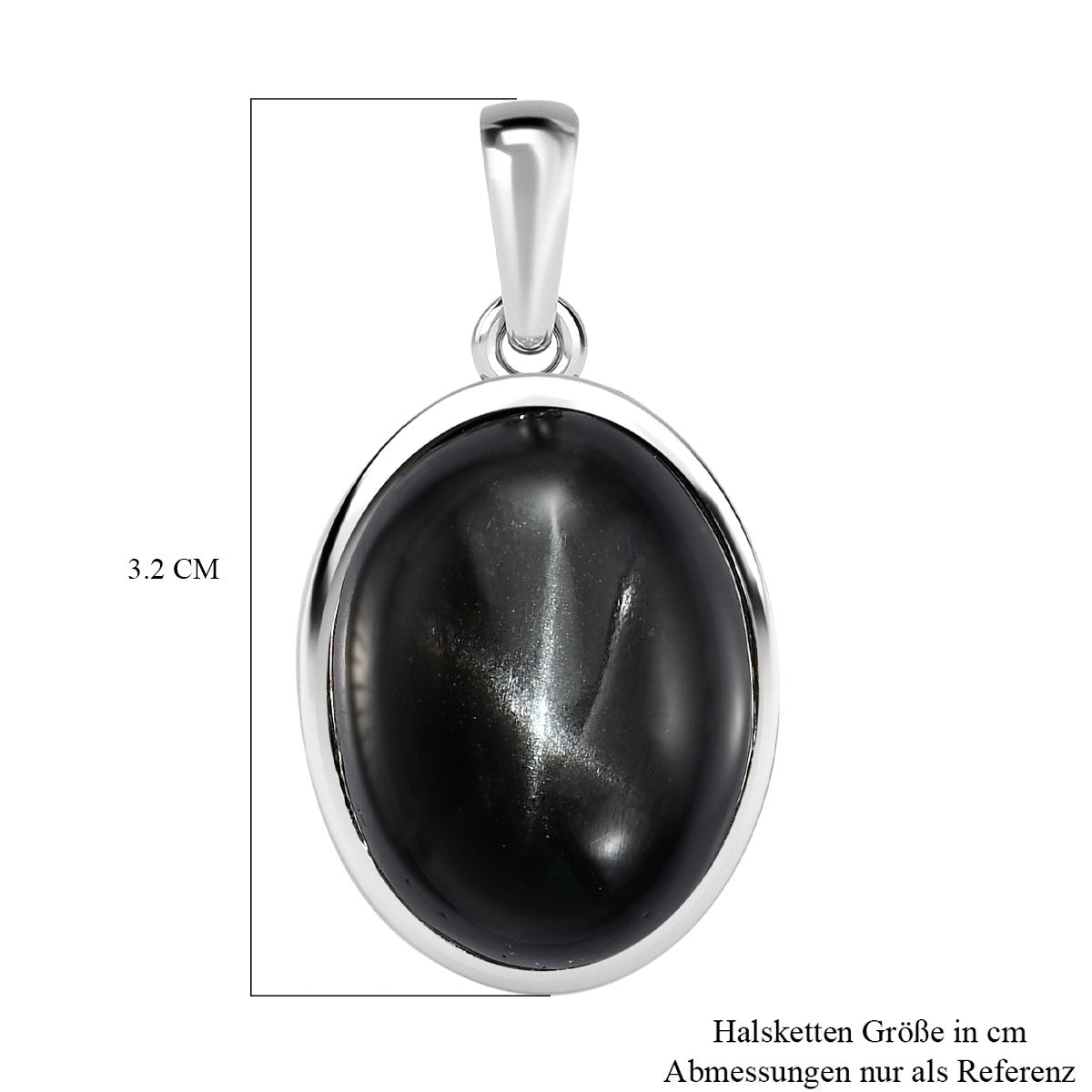 Schwarzer Stern Diopsid-Anhänger, 925 Silber platiniert ca. 24.05 ct