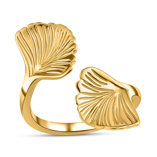 GP Italienische Garten Kollektion - Goldener Blatt-Ring, 925 Silber Gelbgold Vermeil (Größe 19.00)