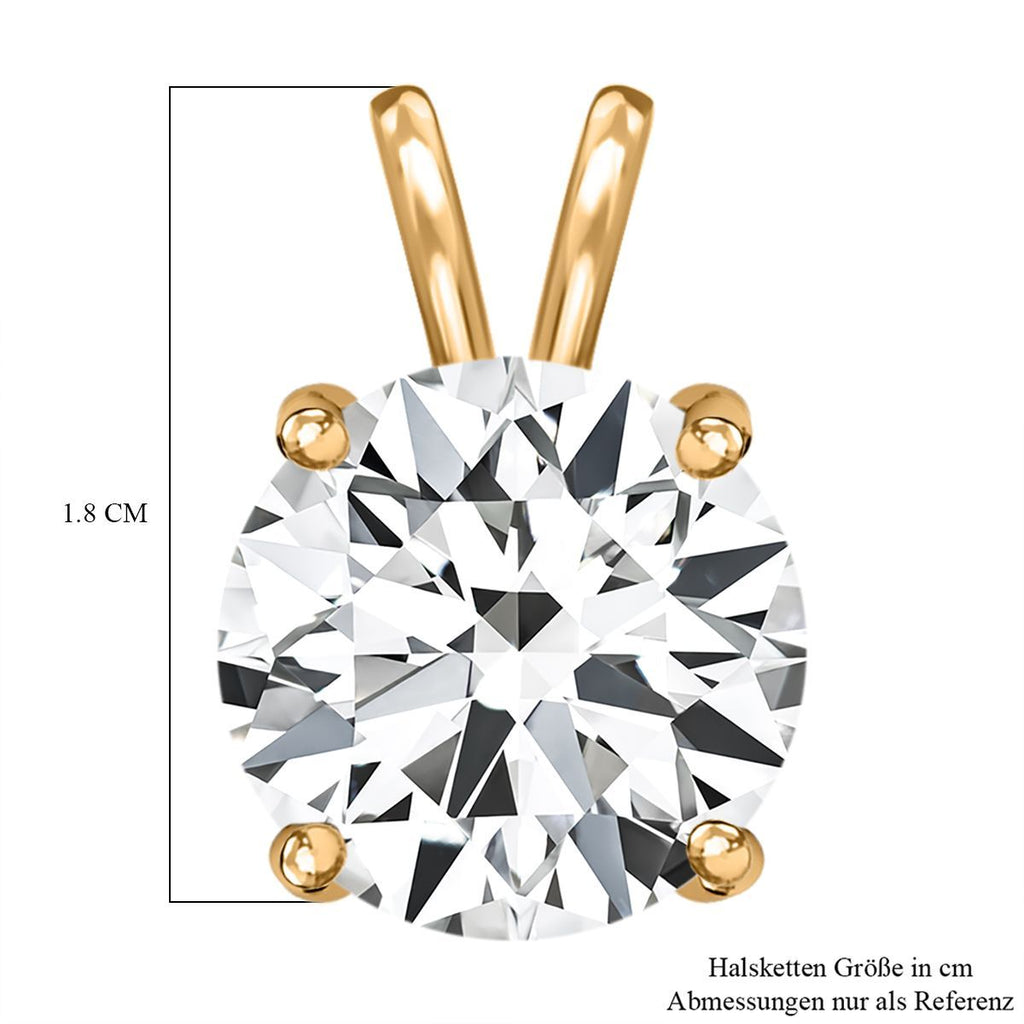 Weißer Zirkonia Anhänger, 925 Silber vergoldet ca. 5,00 ct