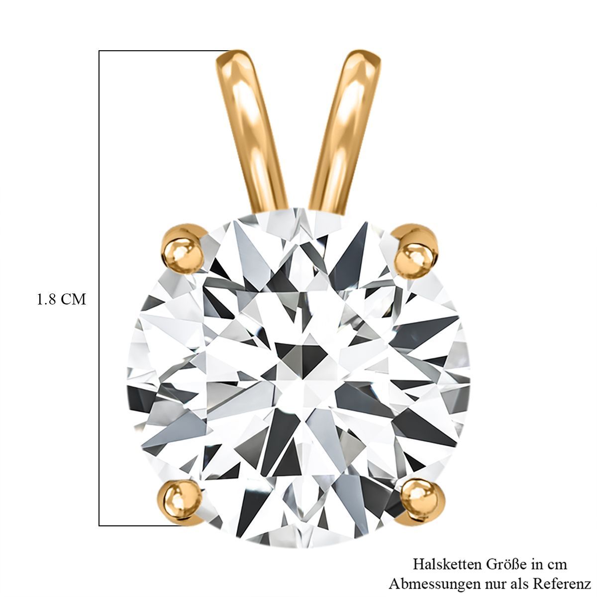 Weißer Zirkonia Anhänger, 925 Silber vergoldet ca. 5,00 ct