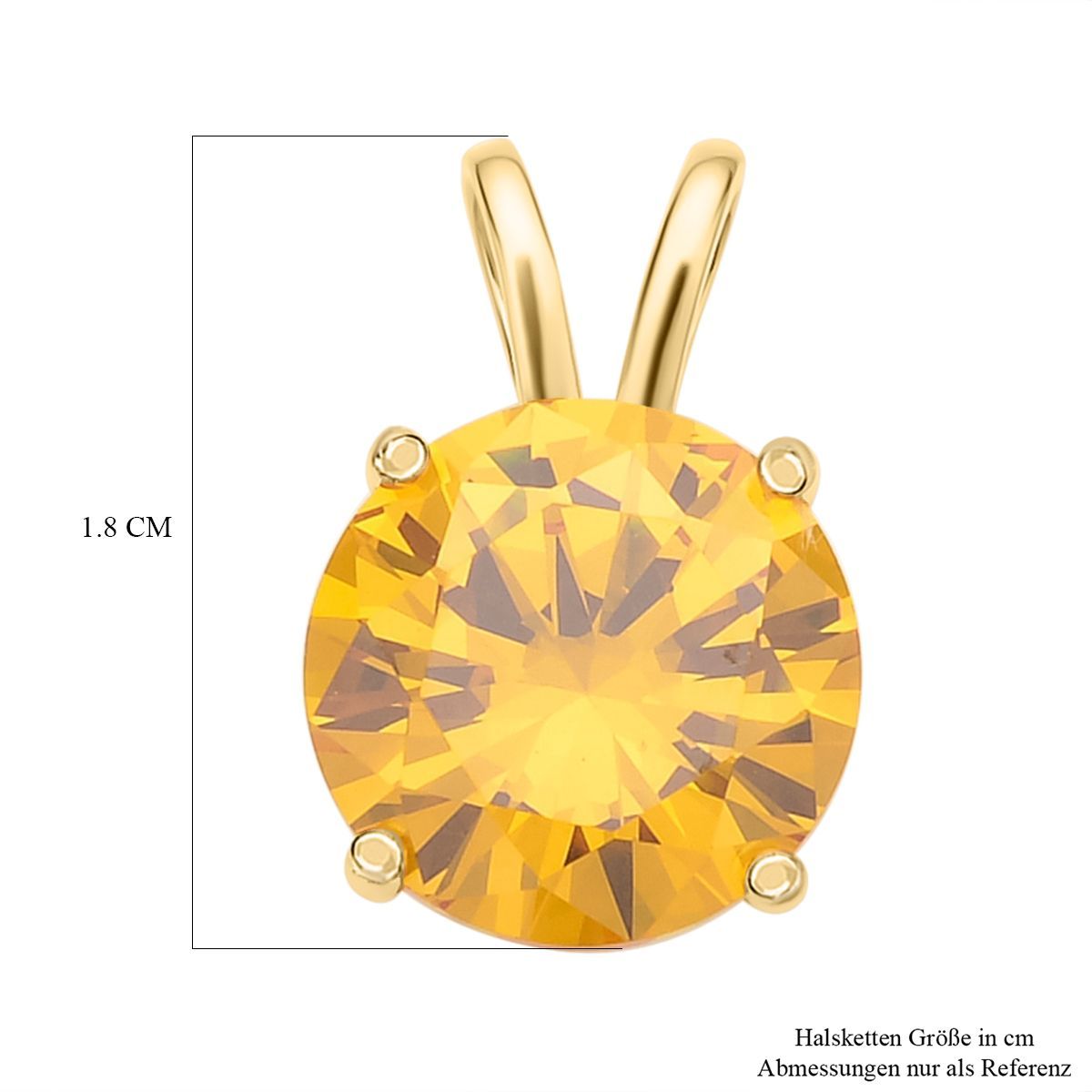 Gelber Zirkonia Anhänger, 925 Silber vergoldet ca. 5,00 ct