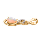 Natürlicher, äthiopischer Welo Opal, weißer Zirkon Anhänger, 925 Silber vergoldet ca. 0.84 ct