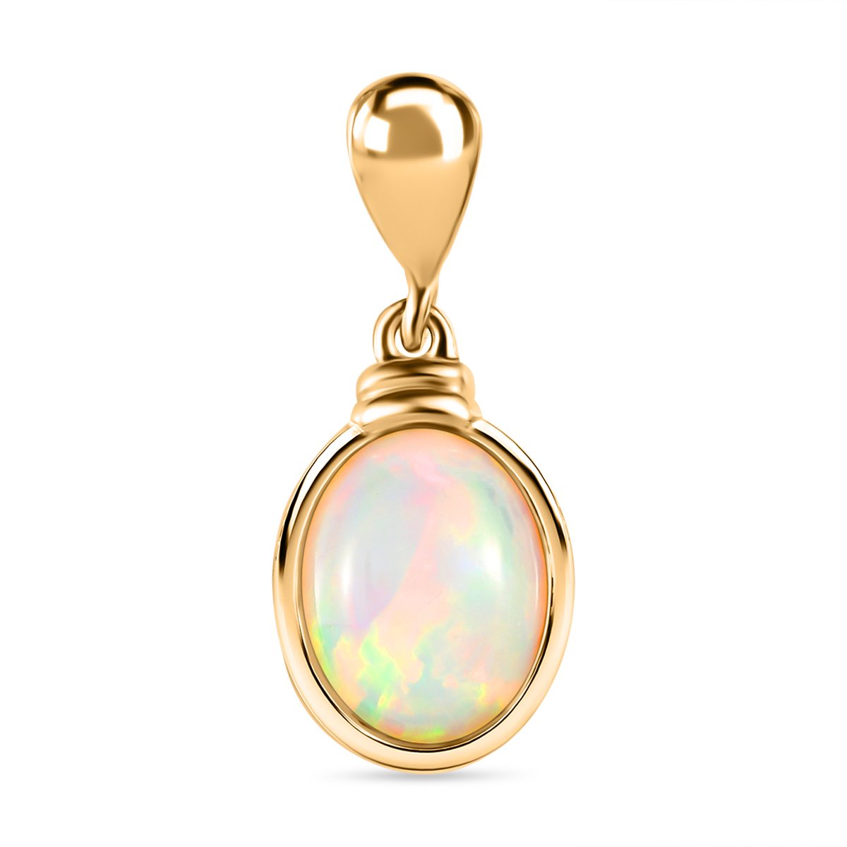 Natürlicher, äthiopischer Welo Opal Anhänger, 925 Silber vergoldet ca. 1.17 ct