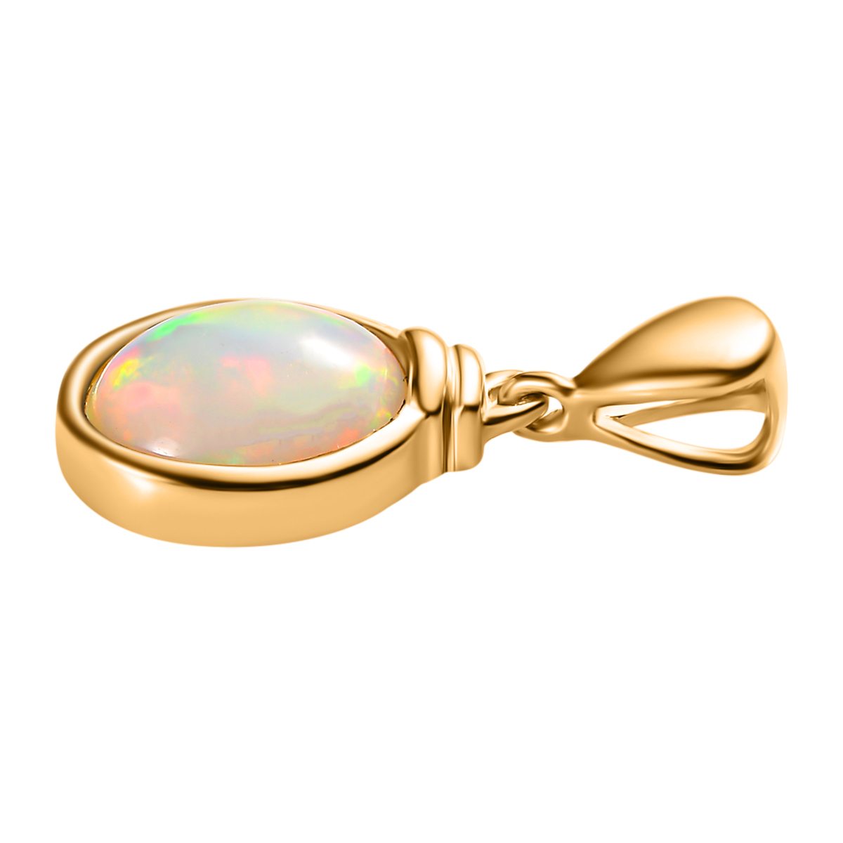 Natürlicher, äthiopischer Welo Opal Anhänger, 925 Silber vergoldet ca. 1.17 ct