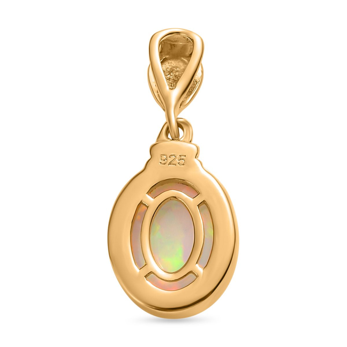 Natürlicher, äthiopischer Welo Opal Anhänger, 925 Silber vergoldet ca. 1.17 ct