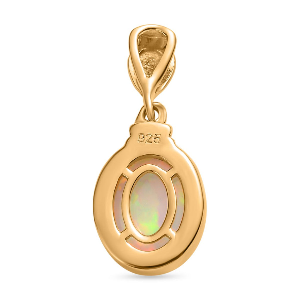 Natürlicher, äthiopischer Welo Opal Anhänger, 925 Silber vergoldet ca. 1.17 ct