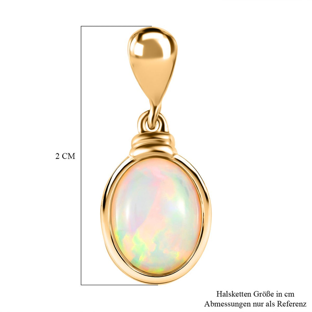 Natürlicher, äthiopischer Welo Opal Anhänger, 925 Silber vergoldet ca. 1.17 ct