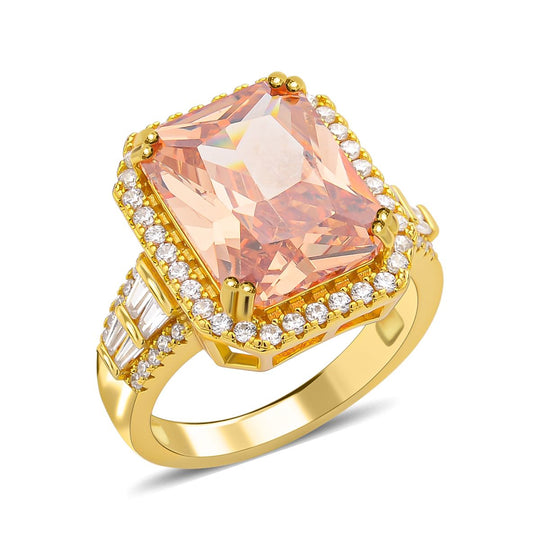 Champagner Zirkonia, weißer Zirkonia Ring, Messing (Größe 16.00) ca. 19,05 ct