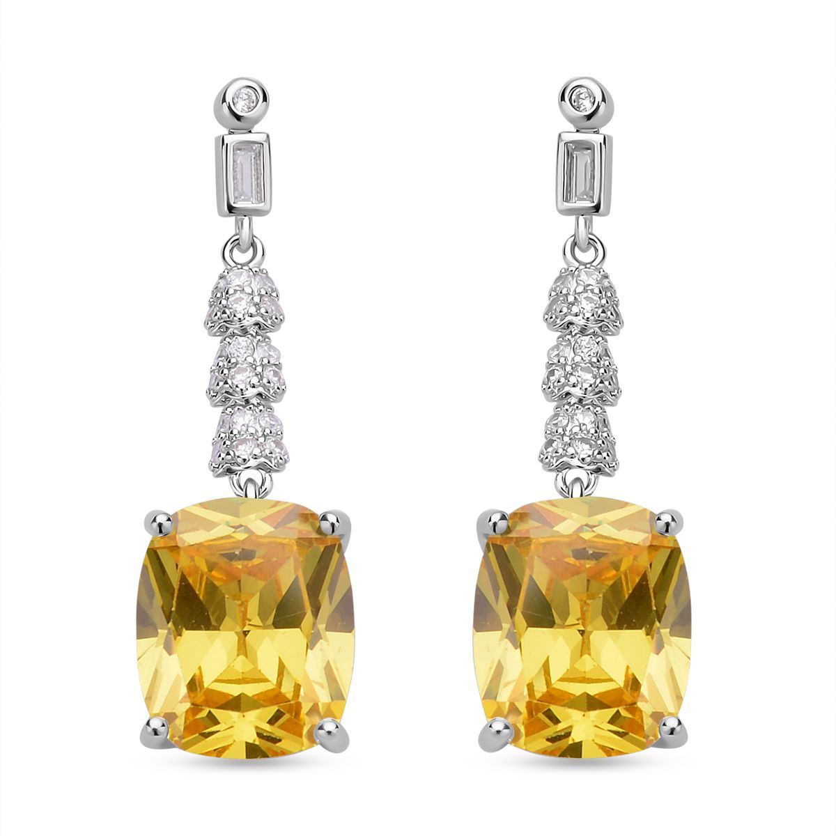 Gelbe und weiße Zirkonia Ohrringe, Edelstahl ca. 18,47 ct