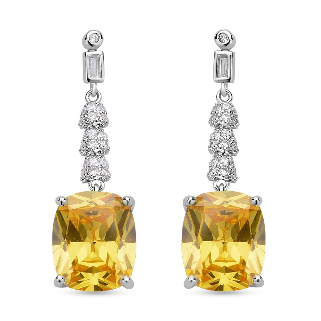 Gelbe und weiße Zirkonia Ohrringe, Edelstahl ca. 18,47 ct