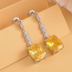 Gelbe und weiße Zirkonia Ohrringe, Edelstahl ca. 18,47 ct