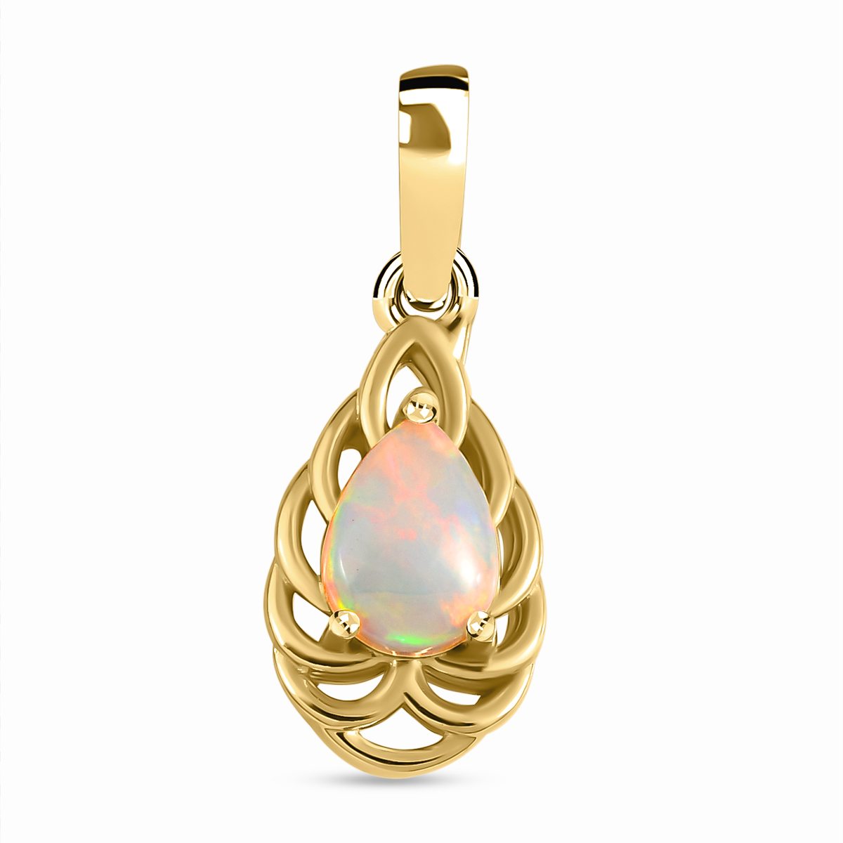 Natürlicher, äthiopischer Welo Opal Anhänger 925 Silber vergoldet ca. 0.46 ct
