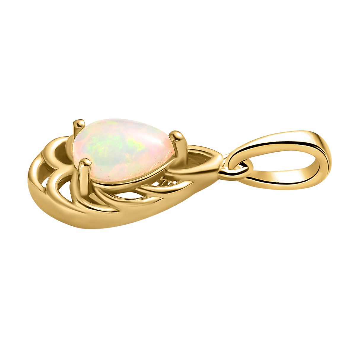 Natürlicher, äthiopischer Welo Opal Anhänger 925 Silber vergoldet ca. 0.46 ct