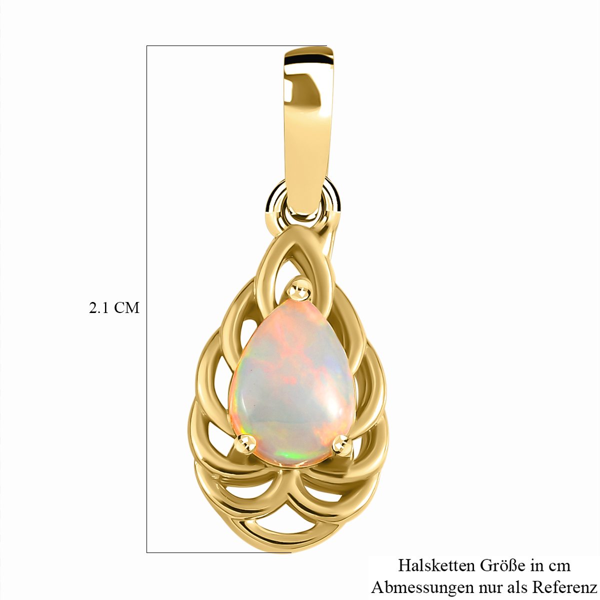 Natürlicher, äthiopischer Welo Opal Anhänger 925 Silber vergoldet ca. 0.46 ct