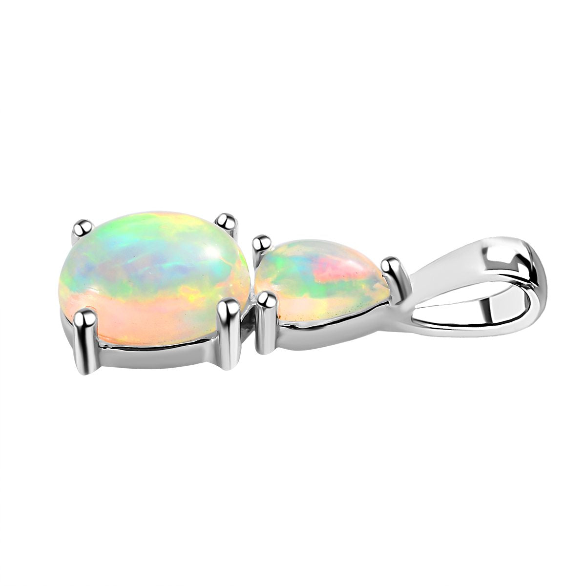 Natürlicher, äthiopischer Welo Opal Anhänger, 925 Silber platiniert ca. 0.71 ct