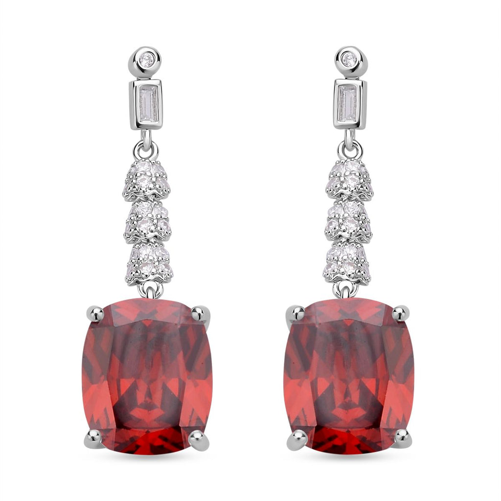 Rote und weiße Zirkonia Ohrringe, Edelstahl ca. 18.47 ct